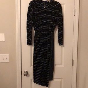 Black and white polka dot long sleeve dress